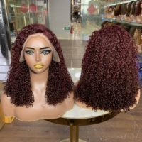 Peluca de cabello humano con frente de encaje 13x4, estilo pixie curl, súper doblemente trenzada, de 14 pulgadas, disponible en 6 colores.
