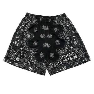 Short Bandana en maille pour homme Short de basket-ball blanc/noir Short de printemps à cordon de serrage Méthode de tissage tricoté directement Fabricant - Product Image 4