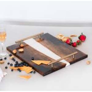 Bandeja de servicio de resina individual hecha a mano, tamaño personalizado para el hogar o el restaurante, para servir cenas, Material MDF - Product Image 4