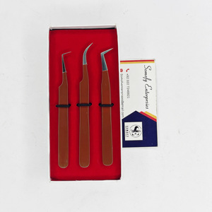 Pince à épiler professionnelle d'extension de cils en acier inoxydable couleur brun foncé avec pointes argentées outil de beauté durable - Product Image 3