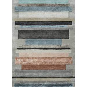 Tapis en laine et viscose tuftés à la main Acar, motif rayé gris et noir pour chambre à coucher, salon ou couloir - Taq-4356 - Product Image 1