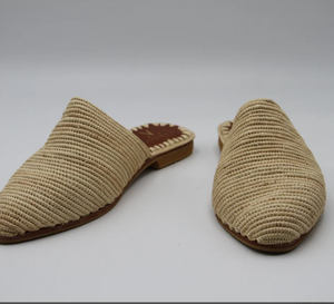 Moroccan Handmade <b>Shoes</b> Made of Natural Raffia Vegan Women Raffia Slipper for Beach Coustmized Natural Raffia slippers - Product Image 2