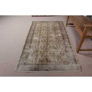Tapis turc vintage, tapis de 3,9 x 6,7 pieds, tapis floral brun - Product Image 3