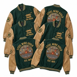 Chaqueta Letterman al por mayor, abrigo universitario de lana negra, bordado de cuerno de buey pesado, mangas de cuero tostado, estilo bomber, ropa exterior - Product Image 3