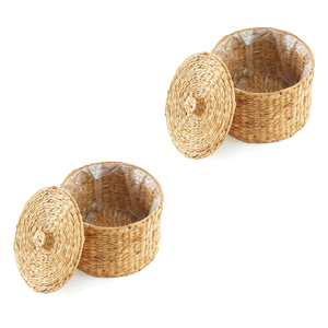Panier en jacinthe d'eau éco-chic avec couvercle, style bohème durable, rangement et décoration d'intérieur, vente en gros, fabriqué au Vietnam - Product Image 4