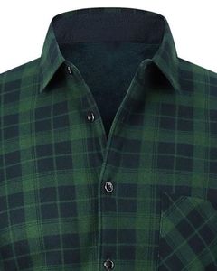 Camisa de Franela a Cuadros Negra y Verde Oscuro Personalizada para Hombre, Manga Larga, con Botones, Bolsillo en el Pecho, Cálida y Suave, OEM Personalizado - Product Image 2