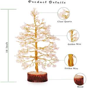 Venta al por mayor de chips de cuarzo transparente de alta calidad árbol de piedras preciosas hecho a mano 300 Chip decoración de alambre dorado para Diseño de Interiores mascota - Product Image 2