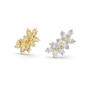 Boucles d'oreilles en forme de flocon de neige en diamant de laboratoire 4.1 CT pour femmes, clarté VVS-VS EF, or 18KT, 14KT, 10KT et argent 925, rose, jaune, blanc - Product Image 6