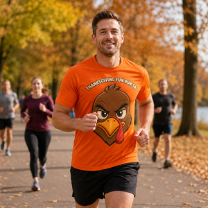 <span class=keywords><strong>T</strong></span>-<span class=keywords><strong>shirt</strong></span> de course personnalisé pour Thanksgiving avec imprimé dinde, idéal pour les événements de course 5K et les courses communautaires – Vente en gros - Product Image 2