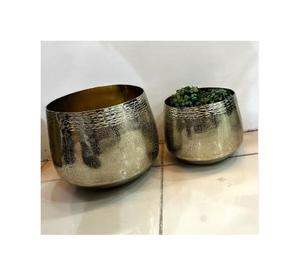 Ensemble de 2 pots à fleurs en laiton, design moderne, écologique, vase de table pour mariage - Product Image 1