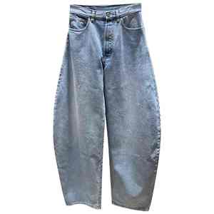2025 Autumn <b>Women's</b> Casual Cotton Jeans Breathable Mid-Waist Flat Front Distressed Loose Washed Denim <b>Trousers</b> PCS-R-141 - Product Image 1