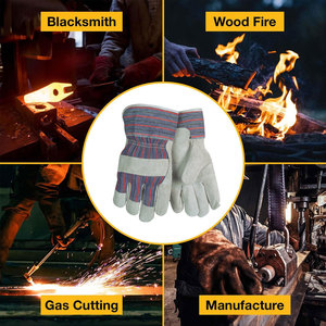 Bán buôn da bò da & cotton công nghiệp làm việc an toàn găng tay chia thiết kế với an toàn Cuff & mở rộng Hàn Găng Tay Cọ - Product Image 5