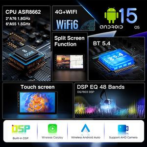 Nouvelle sortie - Autoradio 2DIN universel Android 15 de 9 pouces avec CarPlay, 4G, WiFi, Bluetooth, écran tactile QLED, FM, lecteur DSP, GPS - Product Image 4