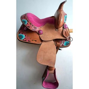 Alta Calidad exigida Pretty Girly Floral Accents Designer Horse Racing Western Saddle del exportador y fabricante indio - Product Image 3