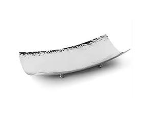 Bandeja de servicio cuadrada de metal plateado contemporáneo con acabado martillado Centro de mesa decorativo para el hogar - Product Image 1
