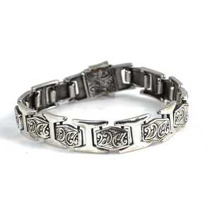 925 <b>Sterling</b> <b>Silver</b> Engraved Patterned Movable <b>Bracelet</b> 28.35g Unisex for Gift - Product Image 1