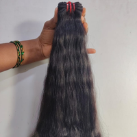 Extensiones de Cabello Humano Remy de la MEJOR CALIDAD, LARGAS, NEGRO, DE UN SOLO TIERRE, SANA, CRUDA, SIN PROCESAR, DE TEMPLO INDIO, SIN CAÍDA