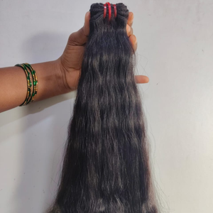 Extensions de cheveux humains Remy de qualité supérieure, longs, noirs, à trame unique, sains, bruts, en vrac, provenant de temples indiens, non traités, sans perte de cheveux - Product Image 5