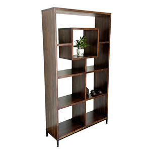 Modern Living Room Furniture Melaleuca Wood Decorative <b>Shelf</b> with Iron Legs Space-Saving Design for Home Office-KS68178 - Product Image 1