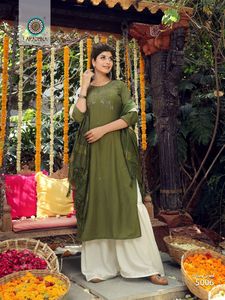Diwali Collection Nouvelle Variété Élégance Dressing Tendance Coton Soie Kurti Sharara Avec Dupatta Avec Travail À La Main Au Taux Le Plus Bas - Product Image 6