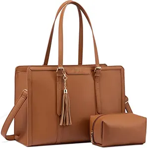Laptop Bag for Women Large Capacity Computer bag with Clutch Purse or Business, Work, Office Leather Bag