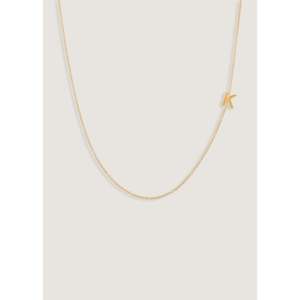 Collier asymétrique avec initiale plaqué rhodium or 14K/18K or rose vintage/tendance orné de zircon, diamant et perle pour fiançailles - Product Image 1