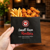 Boîte alimentaire en papier noir personnalisée certifiée FSC avec logo pour l'emballage à emporter de poulet frit et de frites