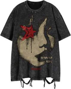 Camiseta de algodón lavado ácido de gran tamaño 250Gsm peso pesado a granel Stock camiseta para hombres camisetas Vintage en blanco personalizadas para hombres - Product Image 1