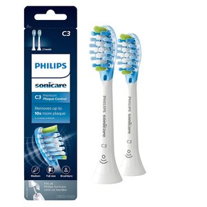 Têtes de brosse à dents de rechange Philips Sonicare E-Series authentiques, 3 têtes de brosse, blanches, HX7023/64 & C3 Premium Plaque authentiques - Product Image 3