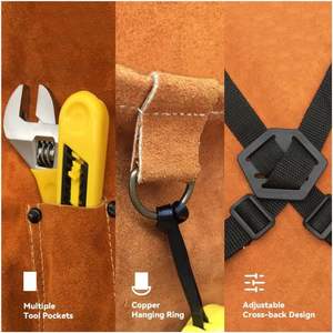 <b>Aprons</b> Fire and Water Proof Safety Clothing Cowhide <b>Leather</b> <b>Apron</b> Premium Quality Heavy-Duty Industrial Welding <b>Leather</b> Canvas - Product Image 5