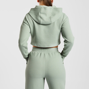 Ensemble de sweats à capuche courts pour femmes à quantité minimale de commande bas Créez votre propre logo sur le devant Sweatshirts courts personnalisés - Product Image 5