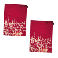 Tapis indien moderne en laine et viscose tufté à la main, motif graffiti laqué, résistant aux taches, à poils moyens et rembourré