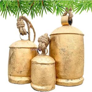 Campanas de vaca doradas antiguas, campana de vaca decorativa de animales de Metal de estilo Vintage con cuerda colgante, los mejores precios de venta para artesanías de Metal - Product Image 3