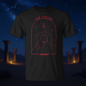 Camiseta Leo Rising Ascendant, diseño negro y rojo, camiseta del zodiaco de astrología - Product Image 3