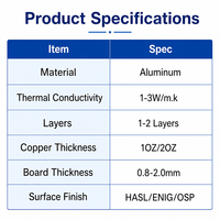 PCB en aluminium personnalisé haute conductivité thermique Core métallique PCB Board Service de fabrication MCPCB pour LED