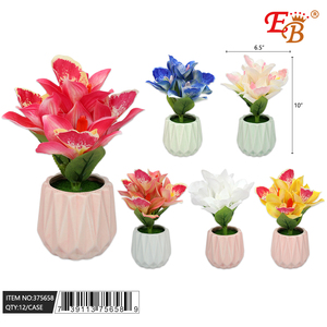 High 10 \ "Pequeña simulación de crisantemo Planta en maceta Día de San Valentín Acción de Gracias Graduación Día DE LA MADRE Loto alto - Product Image 1