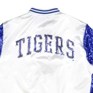 TSU PARA LA Universidad Estatal de Tennessee, chaqueta universitaria con purpurina personalizada para mujer, doble botonadura con lienzo de decoración bordada - Product Image 6