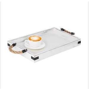 Bandeja Rectangular de Madera Hecha a Mano con Asas de Cuerda, Fabricante Ecológico de Madera de Pino, Tamaño Personalizado, Decoración de Comida - Product Image 2