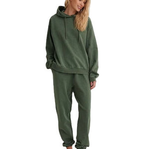 Conjunto de chándal personalizado estilo Hip Hop vintage lavado ácido para mujer ropa de calle con cuello con capucha para invierno con servicio OEM - Product Image 1