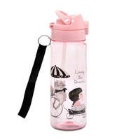 500 ml Yetişkin Su Şişesi Pipetli Eğlenceli Karikatür Baskılı Kolay Taşıma Askılı Açılır Kapaklı Dökülmez Kapaklı Taşınabilir BPA İçermez Çevre Dostu