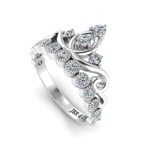 Offre spéciale diamant rond 925 argent Sterling Prince couronne diadème bague de fiançailles pour les femmes au prix de gros bague minimaliste - Product Image 3