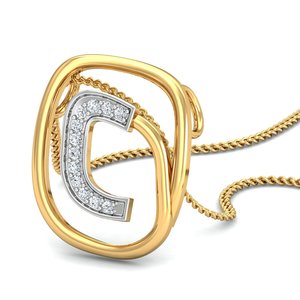 Minimalist <b>Letter</b> C Zircon <b>Brass</b> Pendant 18k Gold Plated Initial Geometric Wholesale Necklaces For Women - Product Image 3