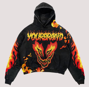 Conjunto de Sudadera Holgada y Pantalones Deportivos para Niños, Estilo Urbano, Lavado Ácido, Estampado DTG, Pantalones Cortos Acampanados - Product Image 2