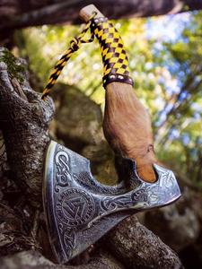 Hacha vikinga de acero al carbono de alta calidad SCL con mango de madera personalizado, nuevo diseño para uso en exteriores a la venta - Product Image 3