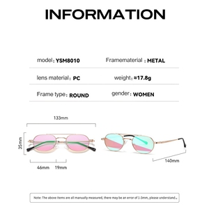 Lunettes de soleil Sunray Fashion, monture intégrale en métal, film coloré haut de gamme, verres polarisés UV400, protection UV400, ovales transparentes - Product Image 4