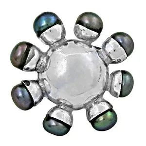 Women's 925 <b>Silver</b> & Pearl Flower Pendant Elegant Jewelry with Intricate <b>Charm</b> - Product Image 3