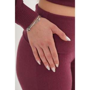 Pantalones Borgoña para Mujer con Detalle de Cintura Acanalada, Producto al por Mayor - Product Image 4