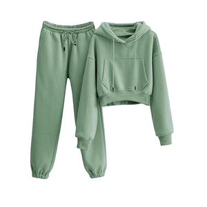 เสื้อครอปเอวสูงแฟชั่นใส่สบายเสื้อผ้าฟลีซให้ความอบอุ่นสำหรับฤดูหนาวโลโก้ตามสั่ง - Product Image 3