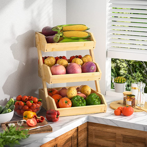 Cesta de bambú <span class=keywords><strong>para</strong></span> fruta, Bol <span class=keywords><strong>para</strong></span> <span class=keywords><strong>cocina</strong></span>, soporte de almacenamiento de verduras <span class=keywords><strong>para</strong></span> tienda de frutas, 3 niveles - Product Image 3