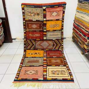 พรมโมร็อกโกแท้ ทำมือจากขนสัตว์ ลายเบอร์เบอร์แบบดั้งเดิม สไตล์วินเทจและโมเดิร์น สำหรับตกแต่งบ้าน - Product Image 1